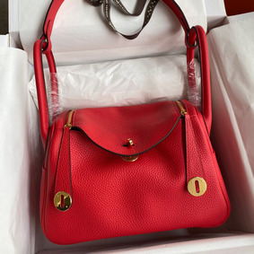 Hermes Lindy 26 Handmade Bag In Red Clemence Leather HMSTEZBFH79