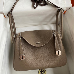 Hermes Lindy 26 Handmade Bag In Taupe Clemence Leather Top Replica HMS13EZ5UY6