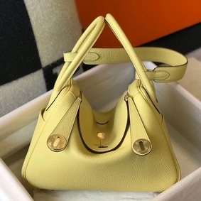 Hermes Lindy 26cm Bag In Jaune Poussin Clemence Leather GHW HMS654SK4ST