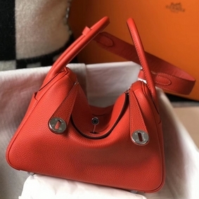 Hermes Lindy 26cm Bag In Red Clemence Leather PHW Replica HMSGGH9G33F