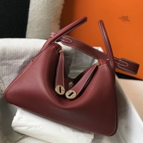 Hermes Lindy 30cm Bag In Bordeaux Clemence Leather GHW Top Replica HMSLH732901