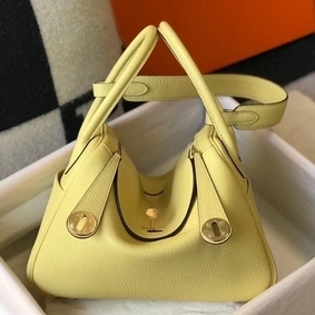 Copy Hermes Lindy 30cm Bag In Jaune Poussin Clemence Leather GHW HMS0GGPX7K7