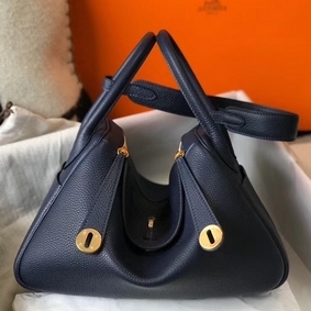Best Quality Hermes Lindy 30cm Bag In Navy Blue Clemence Leather GHW HMS1OC48C61
