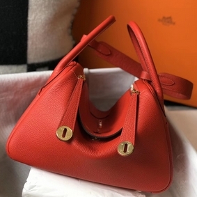 Hermes Lindy 30cm Bag In Red Clemence Leather GHW Top Replica HMS8780F6FW
