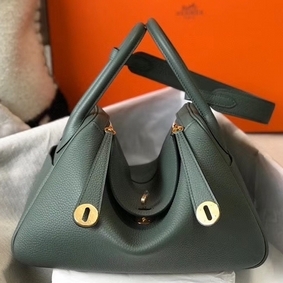 Hermes Lindy 30cm Bag In Vert Amande Clemence Leather GHW 1:1 Replica HMS85L189Q5