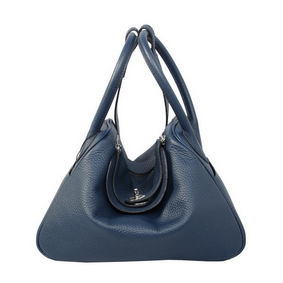 Hermes Lindy 30CM Dark Blue Grainy Leather Havanne Shoulder Bag Replica HMS5DFT19U9