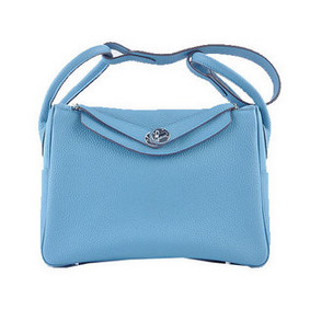 Imitation Hermes Lindy 30CM Grainy Leather Shoulder Bag H6207 Light Blue HMSCUXK65SA