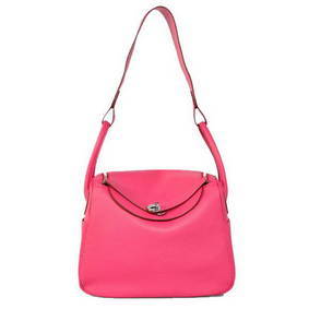 Hermes Lindy 30CM Havanne Handbags 1057 Peach Leather Silver Hardware Handbags Top Replica HMSLSTOY6ZJ