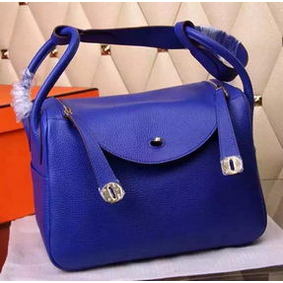 Cheap Hermes Lindy 30CM Leather Shoulder Bag H0881 Blue HMSBY5TH5W6