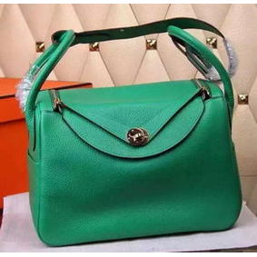 Hermes Lindy 30CM Leather Shoulder Bag H0881 Green Replica HMS3AKJ8L00