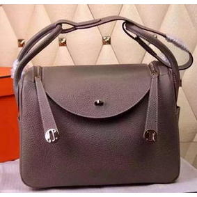 Copy Hermes Lindy 30CM Leather Shoulder Bag H0881 Grey HMSTFYCHY5A