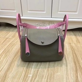 Hermes Lindy 30CM Original Leather Shoulder Bag LD30 Grey&Pink Replica HMS51D0XQ1C