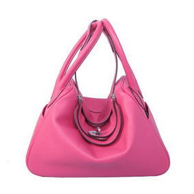 Hermes Lindy 30CM Rose Grainy Leather Havanne Shoulder Bag HMS69KHF88O