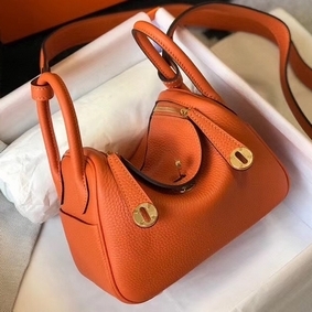 Hermes Lindy Mini Bag In Orange Clemence Leather GHW 1:1 Replica HMS28Q0Z5SL