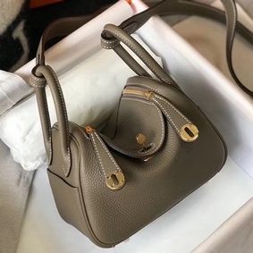 Cheap Hermes Lindy Mini Bag In Taupe Clemence Leather GHW HMSJG3UBP47