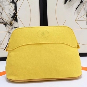 Imitation Hermes Medium Bolide Travel Case In Yellow Cotton HMSXO4XZ626
