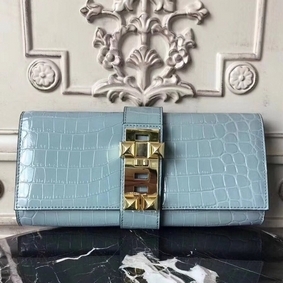 Hermes Medor Clutch Bag In Ciel Crocodile Leather 1:1 Replica HMSKA7NDVHJ