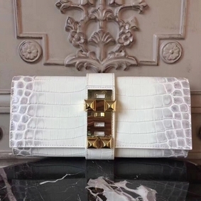 Fake Hermes Medor Clutch Bag In White Crocodile Leather HMSSW2ZQHSC