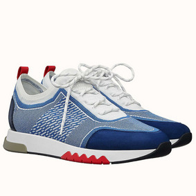 AAA Hermes Men's Addict Sneakers In Bicolor Blue Knit HMSCCZCSP6U