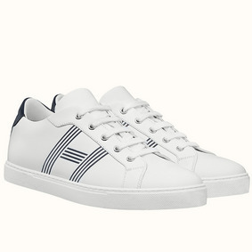 Hermes Men's Avantage Sneakers In White/Blue Calfskin Top Replica HMS9ORXFPR0