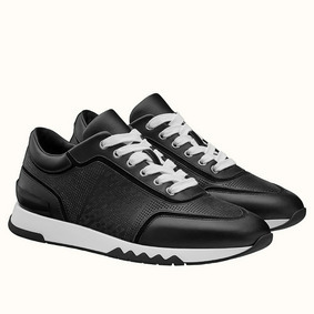 Cheap Hermes Men's C-Addict Sneakers In Black Perforated calfskin HMSFZAAO8M8