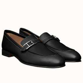 Hermes Men's Monterey Loafers In Black Calfskin 1:1 Replica HMSBIGM9NX6