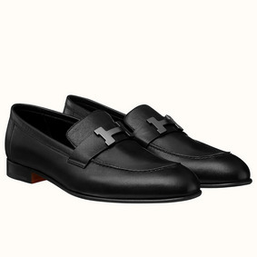 Fake Hermes Men's Paris Loafers In Black Calfskin HMS84P2VFFS