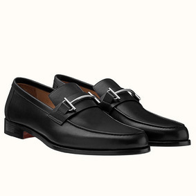 Copy Hermes Men's Sydney Loafers In Black Calfskin HMSE27MX757