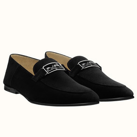 Hermes Men's Tenor Loafers In Black Suede Leather Replica HMS2FW2KJCS