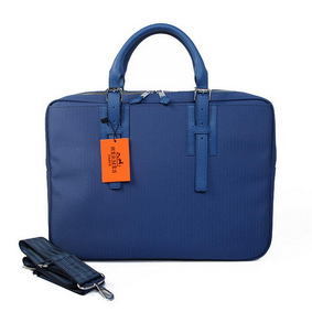 Hermes Mens Briefcase Canvas & Leather H1702D Blue Replica HMSHAU9QV9V