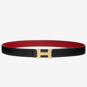 Hermes Mini Constance 24mm Reversible Belt Black/Red Top Replica HMS5LGOZZ5L