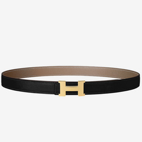Hermes Mini Constance 24mm Reversible Belt Black/Taupe Replica HMS63D02YV7