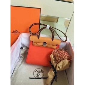 Hermes mini Herbag Original Canvas Leather & Calfskin 45987 orange&brown HMS2U828T20
