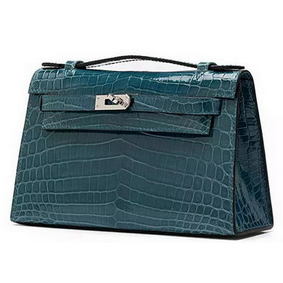 Hermes MINI Kelly 22cm Clutch Croco Leather KL22 Green Replica HMSV2725ER2
