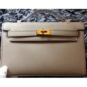 First-class Quality Hermes MINI Kelly 22cm Tote Bag Calf Leather K011 Grey HMS6FL17M5X