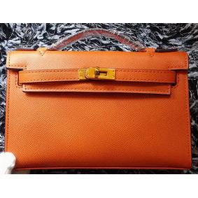 Hermes MINI Kelly 22cm Tote Bag Calf Leather K011 Orange Top Replica HMSHM24VRJ0