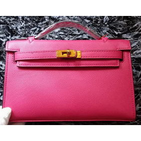 Hermes MINI Kelly 22cm Tote Bag Calf Leather K011 Rose 1:1 Replica HMS0XI55D67