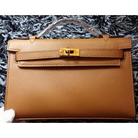 Hermes MINI Kelly 22cm Tote Bag Calf Leather K011 Wheat 1:1 Replica HMSSI6R334E