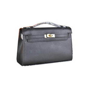 Fake Hermes MINI Kelly 22cm Tote Bag Calfskin Leather Black HMS2434KA4T