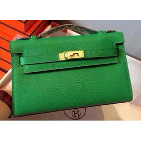 Copy Hermes MINI Kelly 22cm Tote Bag Calfskin Leather K22 Green HMSOY1156B2