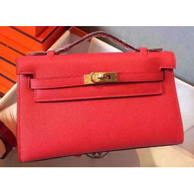 Hermes MINI Kelly 22cm Tote Bag Calfskin Leather K22 Red HMSGUO991H9