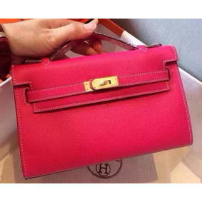 Replica Hermes MINI Kelly 22cm Tote Bag Calfskin Leather K22 Rose HMSWJAEEI85
