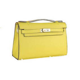Fake Hermes MINI Kelly 22cm Tote Bag Calfskin Leather Lemon HMSJG596IQ1