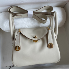 Hermes Mini Lindy Handmade Bag In Craie Swift Leather 1:1 Replica HMS2FU8TL46