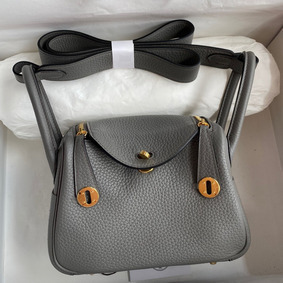 Hermes Mini Lindy Handmade Bag In Gris Meyer Clemence Leather Replica HMS1ZP64LG2