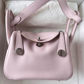 First-class Quality Hermes Mini Lindy Handmade Bag In Mauve Pale Swift Leather HMS5Y7OLP5M