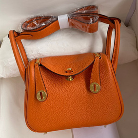 Hermes Mini Lindy Handmade Bag In Orange Clemence Leather HMS8C74WZ2C