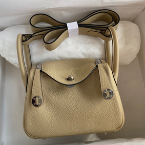 Hermes Mini Lindy Handmade Bag In Trench Clemence Leather HMS89ZCBMD7
