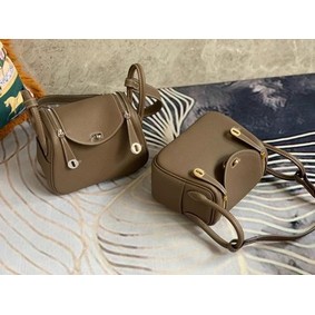 First-class Quality Hermes mini Lindy Original Togo Leather Bag OLD19 grey HMSI1O8TUOP