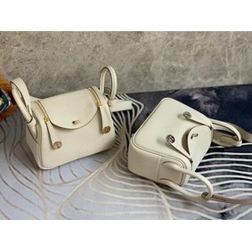 Imitation Hermes mini Lindy Original Togo Leather Bag OLD19 Pearl White HMS132WLFQ6